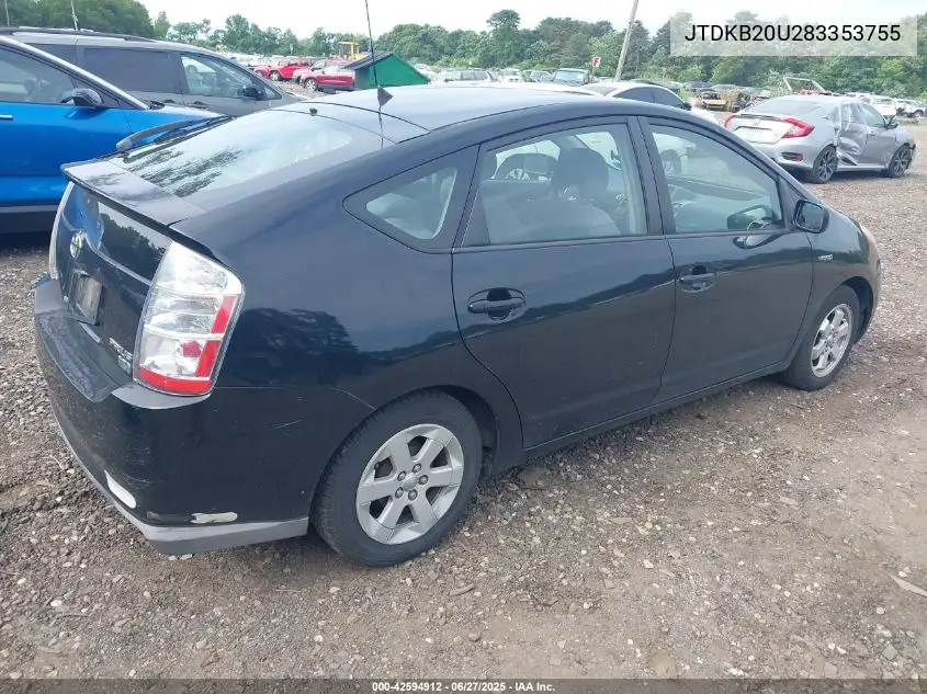 2008 Toyota Prius VIN: JTDKB20U283353755 Lot: 42594912