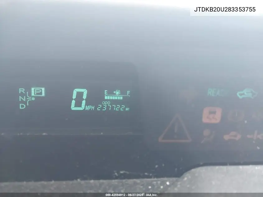 2008 Toyota Prius VIN: JTDKB20U283353755 Lot: 42594912