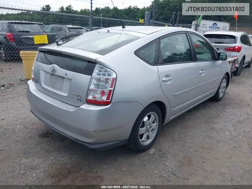 2008 Toyota Prius VIN: JTDKB20U783331802 Lot: 42619995