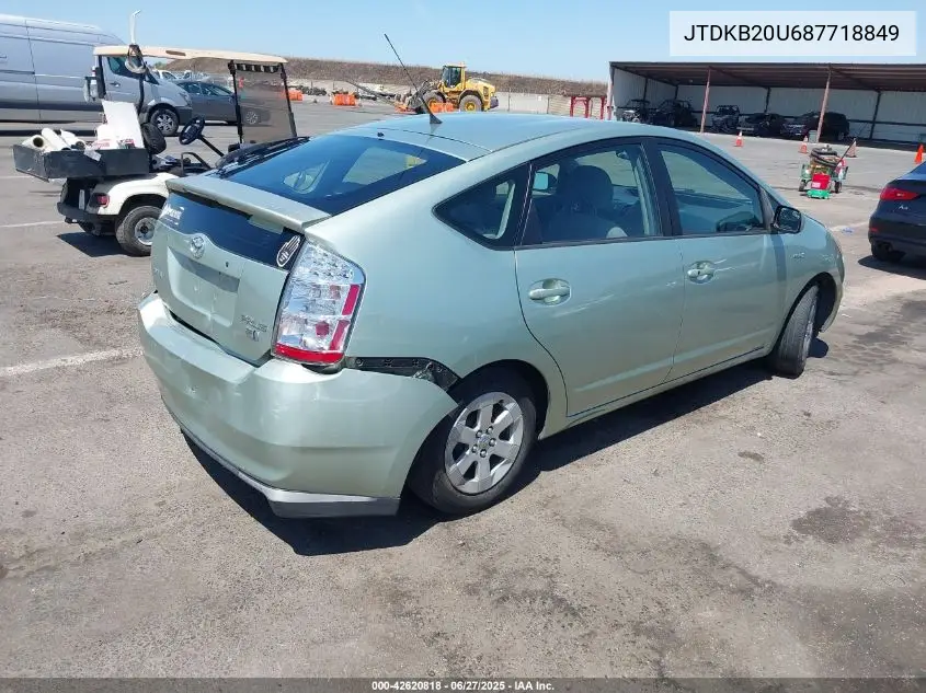 2008 Toyota Prius VIN: JTDKB20U687718849 Lot: 42620818