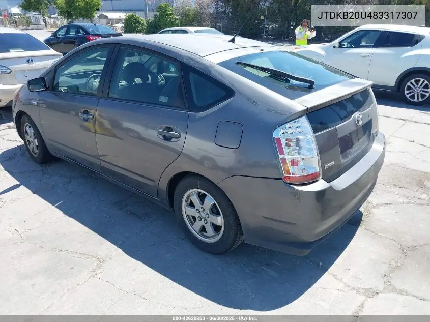 2008 Toyota Prius VIN: JTDKB20U483317307 Lot: 42620853