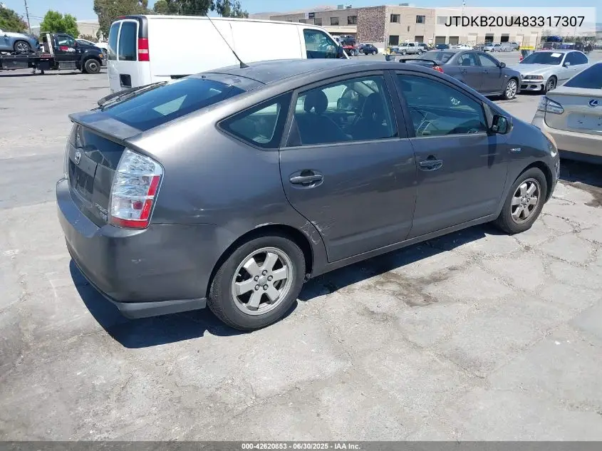 2008 Toyota Prius VIN: JTDKB20U483317307 Lot: 42620853