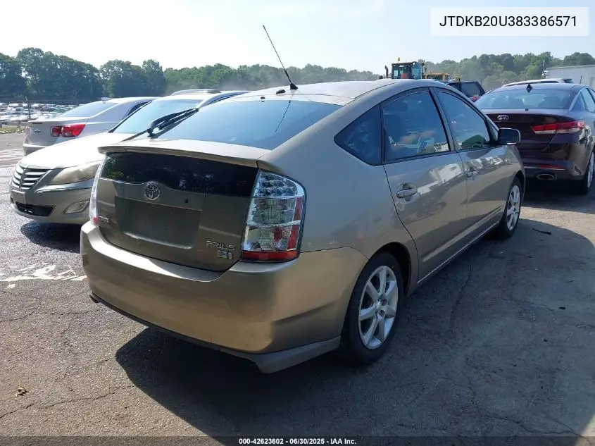 2008 Toyota Prius Touring VIN: JTDKB20U383386571 Lot: 42623602