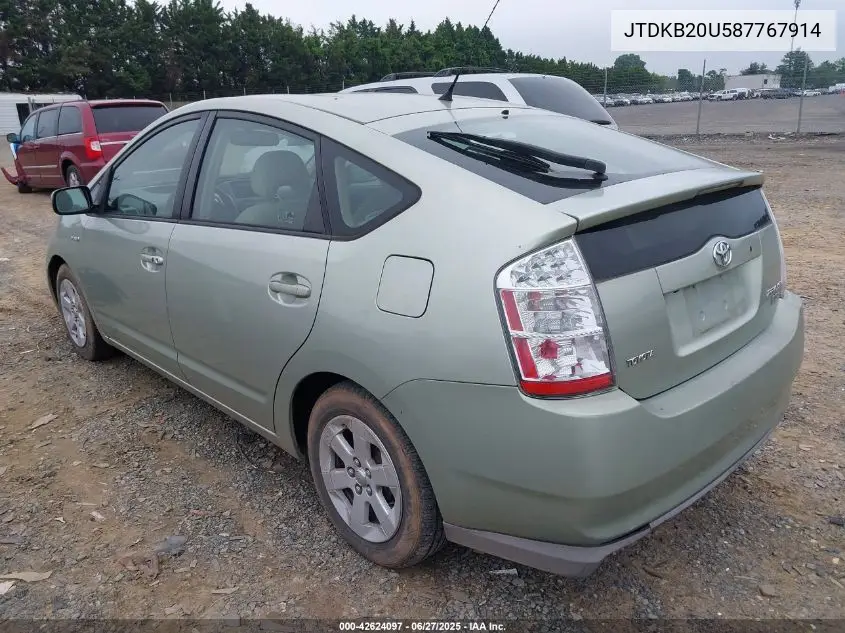 2008 Toyota Prius VIN: JTDKB20U587767914 Lot: 42624097