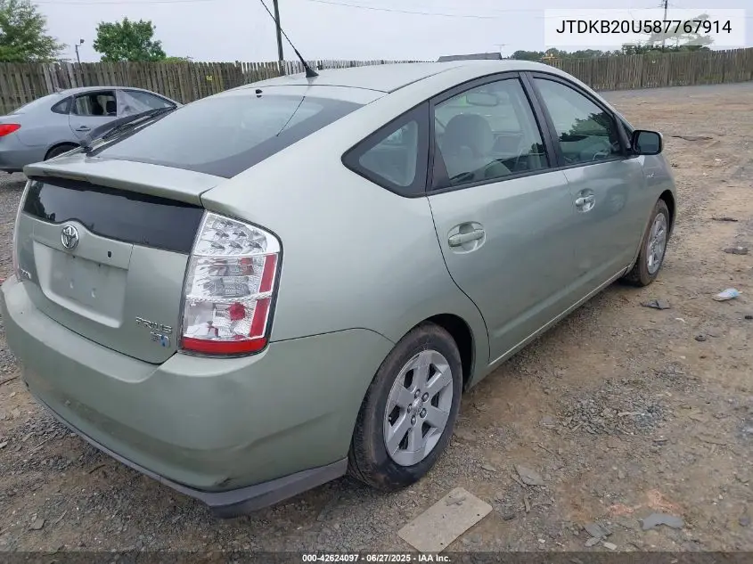 2008 Toyota Prius VIN: JTDKB20U587767914 Lot: 42624097