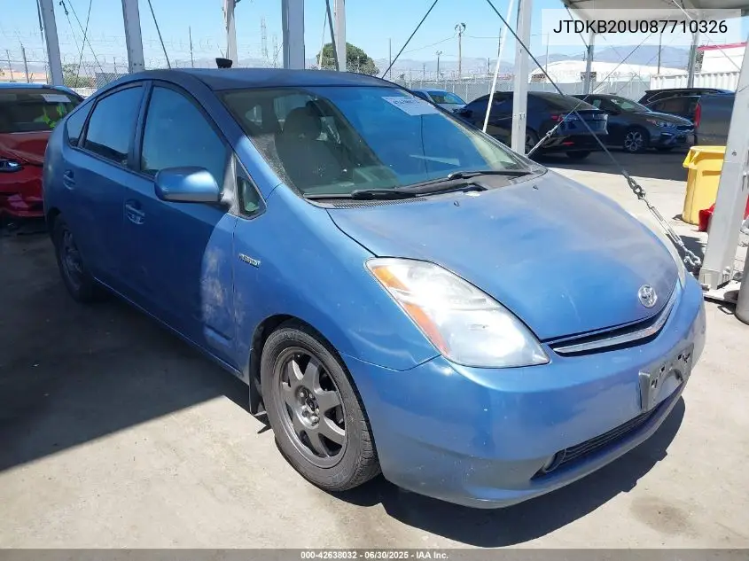 2008 Toyota Prius Touring VIN: JTDKB20U087710326 Lot: 42638032