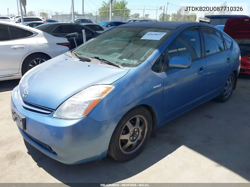 2008 Toyota Prius Touring VIN: JTDKB20U087710326 Lot: 42638032