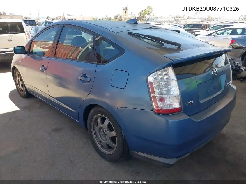 2008 Toyota Prius Touring VIN: JTDKB20U087710326 Lot: 42638032