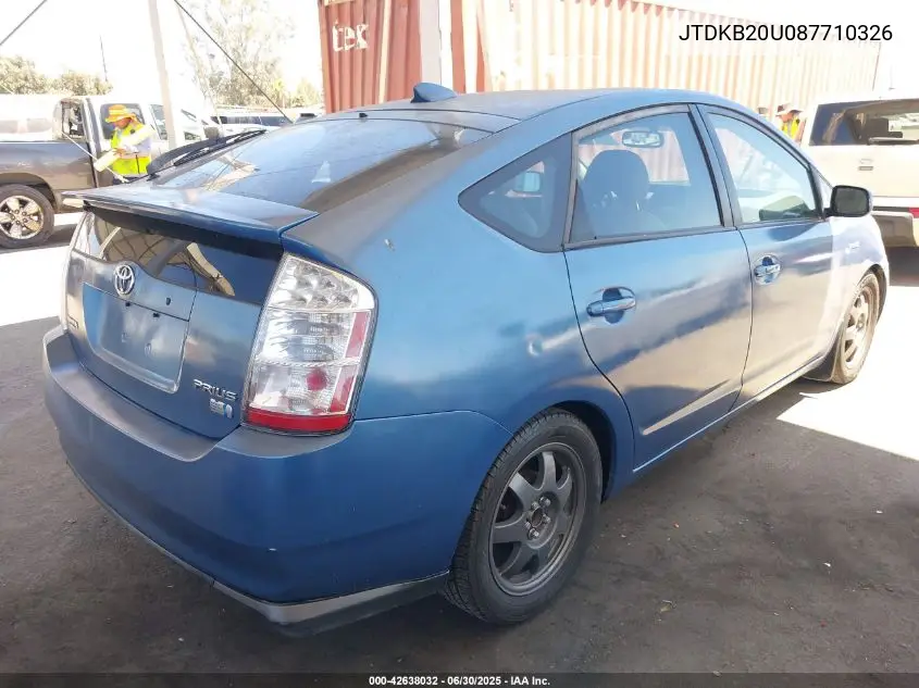 2008 Toyota Prius Touring VIN: JTDKB20U087710326 Lot: 42638032