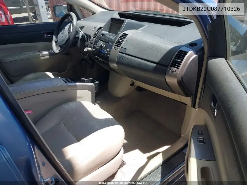 2008 Toyota Prius Touring VIN: JTDKB20U087710326 Lot: 42638032