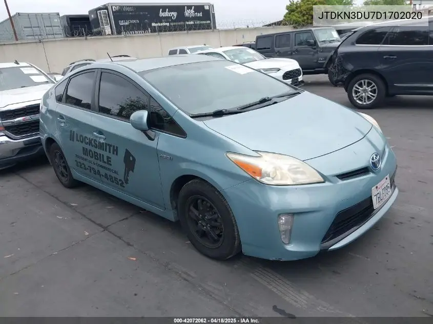 2013 Toyota Prius Three VIN: JTDKN3DU7D1702020 Lot: 42072062