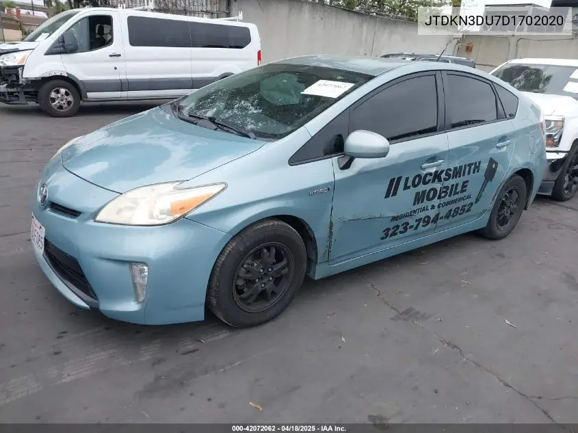 2013 Toyota Prius Three VIN: JTDKN3DU7D1702020 Lot: 42072062