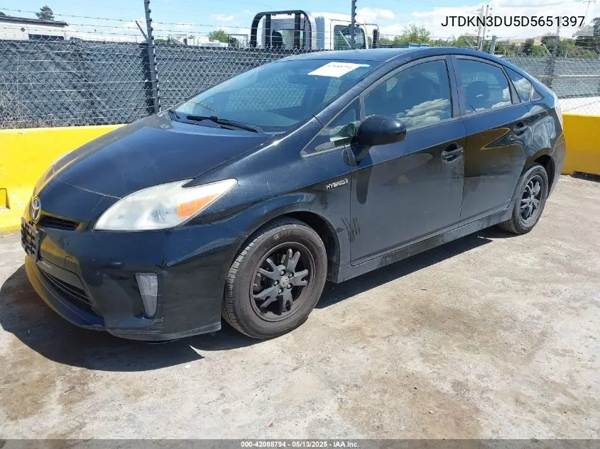 2013 Toyota Prius Two VIN: JTDKN3DU5D5651397 Lot: 42088794