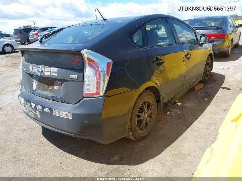 2013 Toyota Prius Two VIN: JTDKN3DU5D5651397 Lot: 42088794