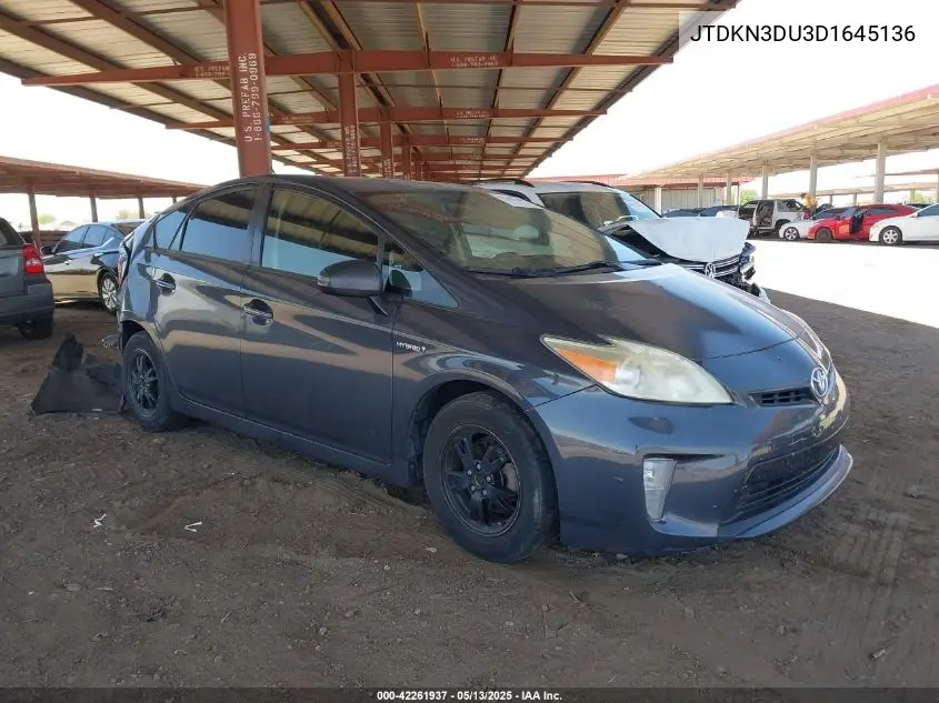2013 Toyota Prius Two VIN: JTDKN3DU3D1645136 Lot: 42261937