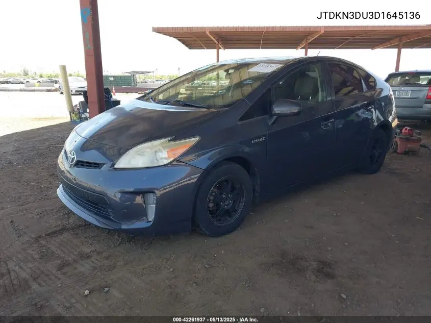 2013 Toyota Prius Two VIN: JTDKN3DU3D1645136 Lot: 42261937