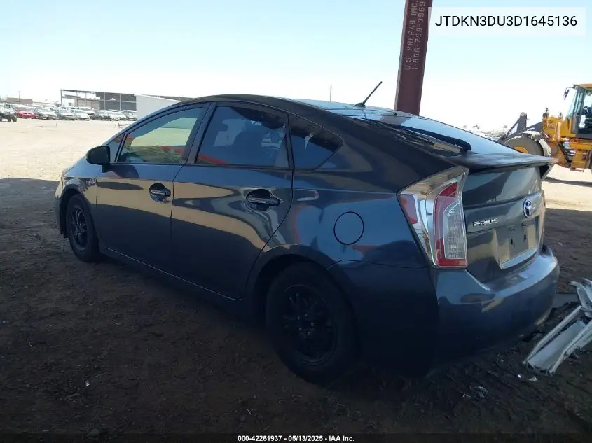 2013 Toyota Prius Two VIN: JTDKN3DU3D1645136 Lot: 42261937