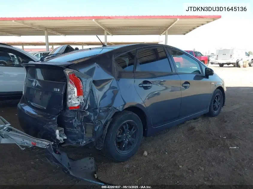 2013 Toyota Prius Two VIN: JTDKN3DU3D1645136 Lot: 42261937