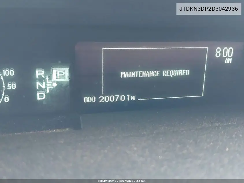 2013 Toyota Prius Plug-In VIN: JTDKN3DP2D3042936 Lot: 42605312