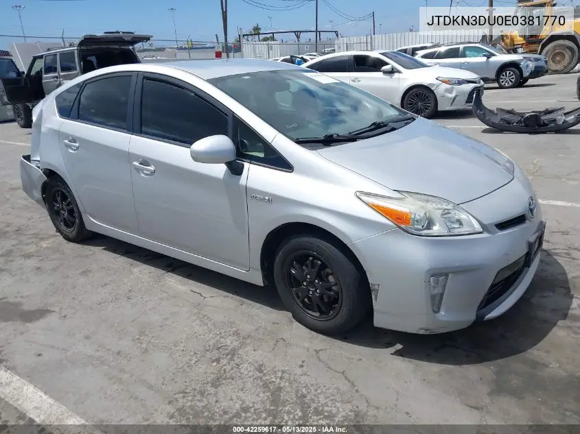 2014 Toyota Prius Three VIN: JTDKN3DU0E0381770 Lot: 42259617