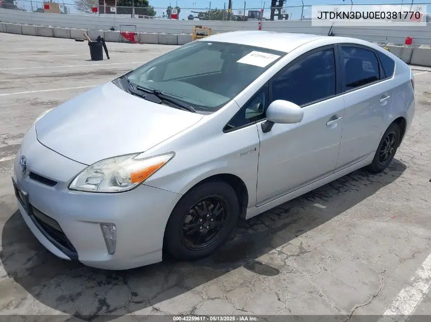 2014 Toyota Prius Three VIN: JTDKN3DU0E0381770 Lot: 42259617