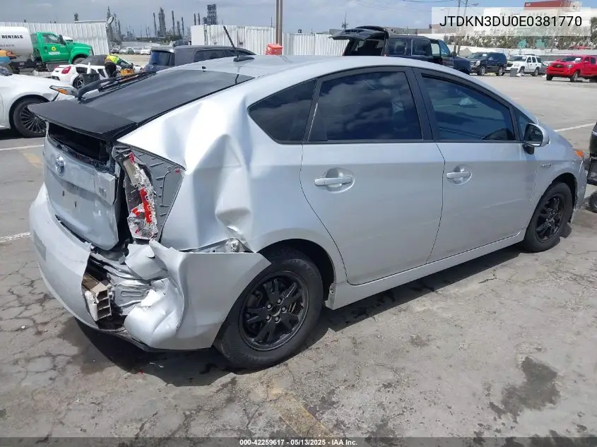 2014 Toyota Prius Three VIN: JTDKN3DU0E0381770 Lot: 42259617