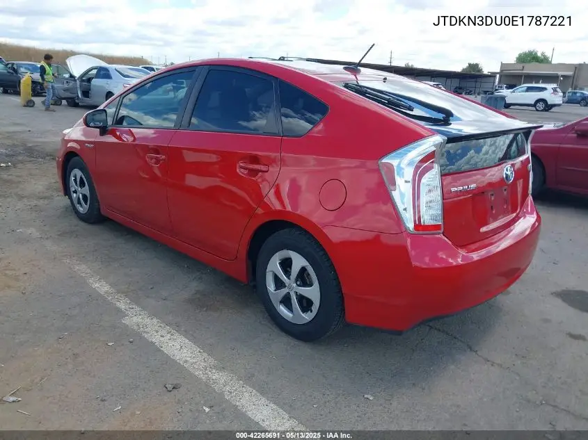 2014 Toyota Prius Four VIN: JTDKN3DU0E1787221 Lot: 42265691