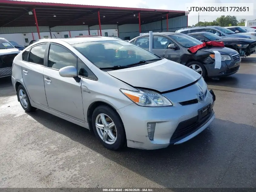 2014 Toyota Prius Three VIN: JTDKN3DU5E1772651 Lot: 42614648