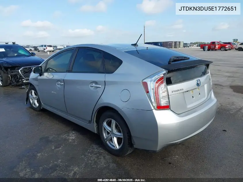 2014 Toyota Prius Three VIN: JTDKN3DU5E1772651 Lot: 42614648