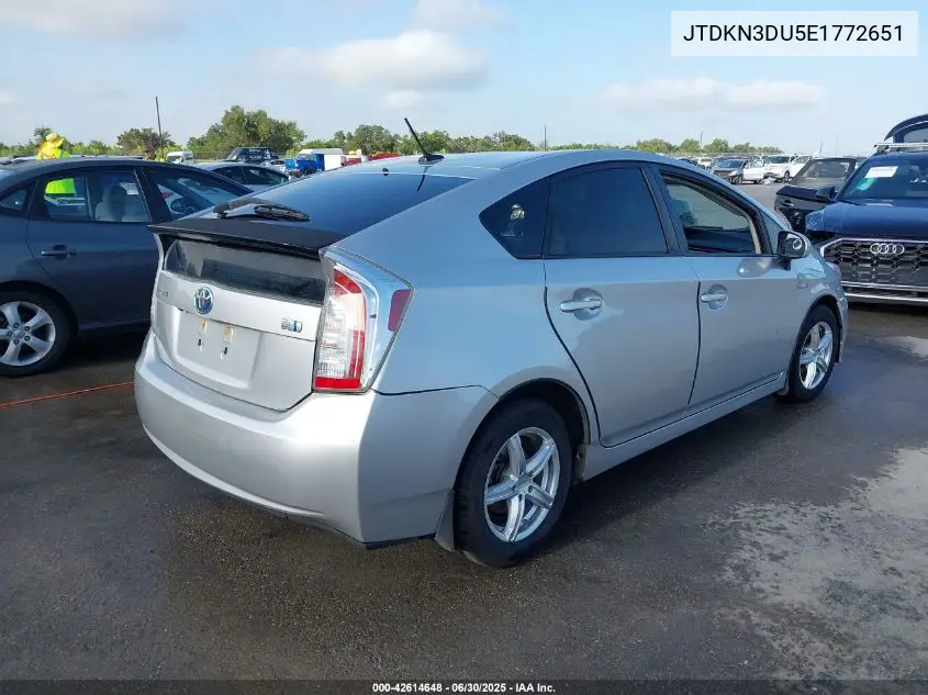 2014 Toyota Prius Three VIN: JTDKN3DU5E1772651 Lot: 42614648