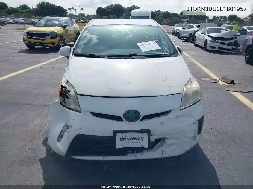 2014 Toyota Prius Two VIN: JTDKN3DU0E1801957 Lot: 42622105