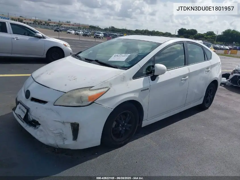 2014 Toyota Prius Two VIN: JTDKN3DU0E1801957 Lot: 42622105