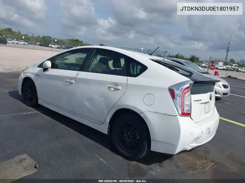 2014 Toyota Prius Two VIN: JTDKN3DU0E1801957 Lot: 42622105