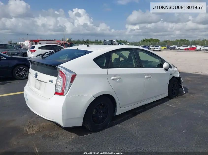 2014 Toyota Prius Two VIN: JTDKN3DU0E1801957 Lot: 42622105