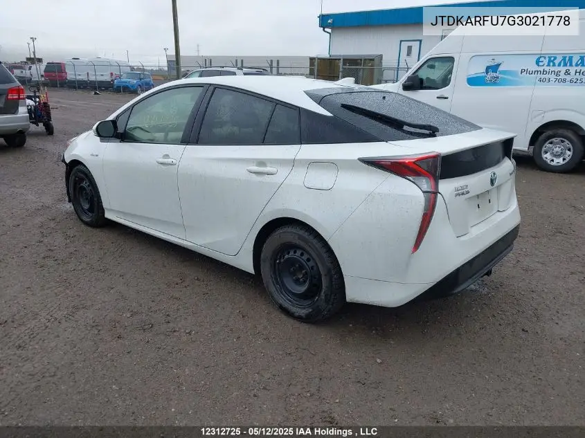 2016 Toyota Prius VIN: JTDKARFU7G3021778 Lot: 12312725