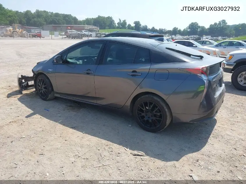 2016 Toyota Prius Three Touring VIN: JTDKARFUXG3027932 Lot: 42610835