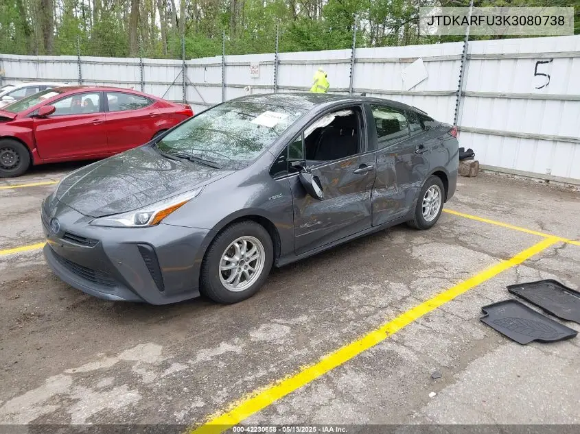 2019 Toyota Prius Le VIN: JTDKARFU3K3080738 Lot: 42230658