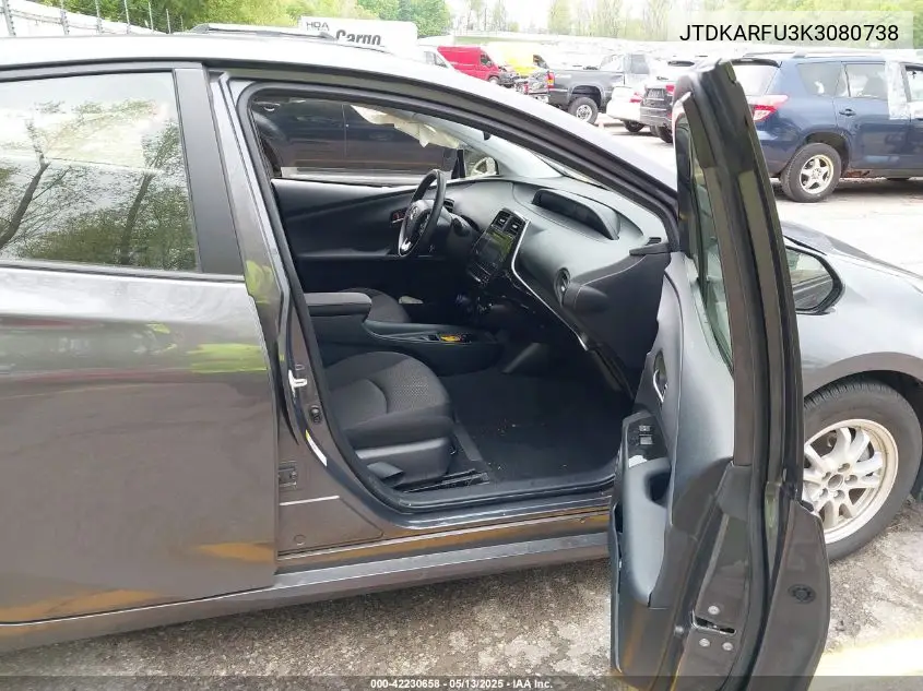 2019 Toyota Prius Le VIN: JTDKARFU3K3080738 Lot: 42230658