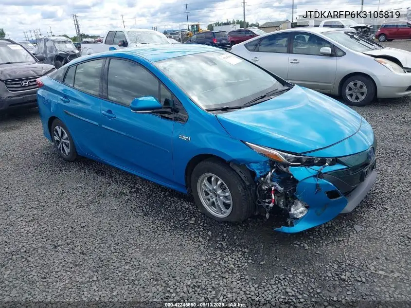 2019 Toyota Prius Prime Advanced VIN: JTDKARFP6K3105819 Lot: 42245650