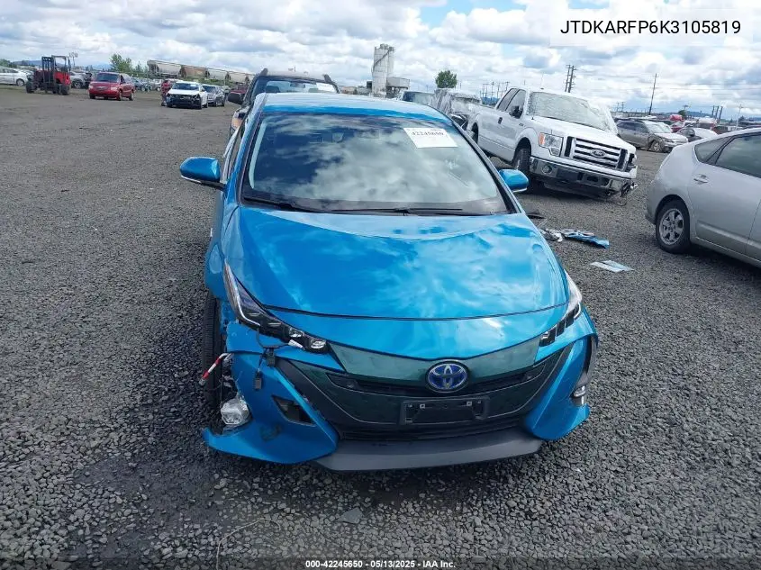 2019 Toyota Prius Prime Advanced VIN: JTDKARFP6K3105819 Lot: 42245650