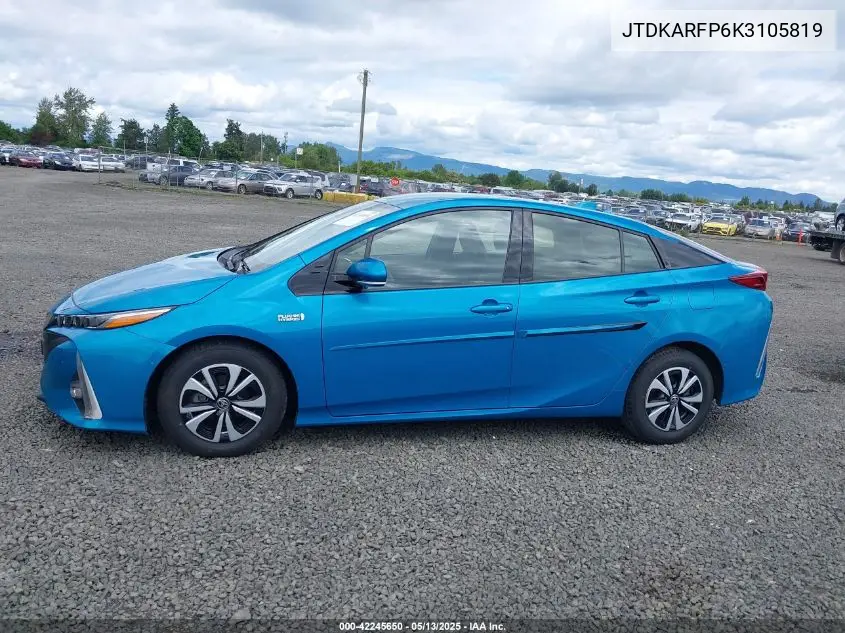 2019 Toyota Prius Prime Advanced VIN: JTDKARFP6K3105819 Lot: 42245650
