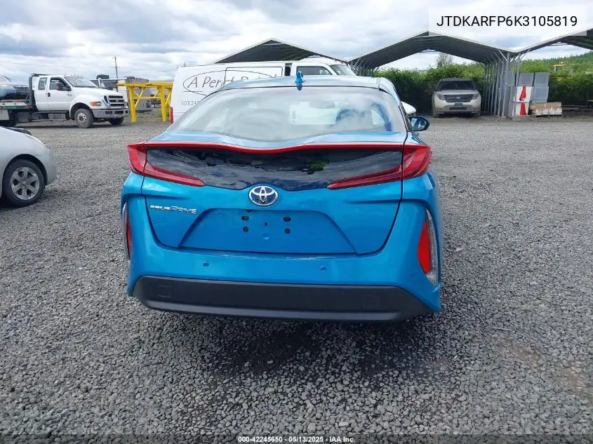 2019 Toyota Prius Prime Advanced VIN: JTDKARFP6K3105819 Lot: 42245650