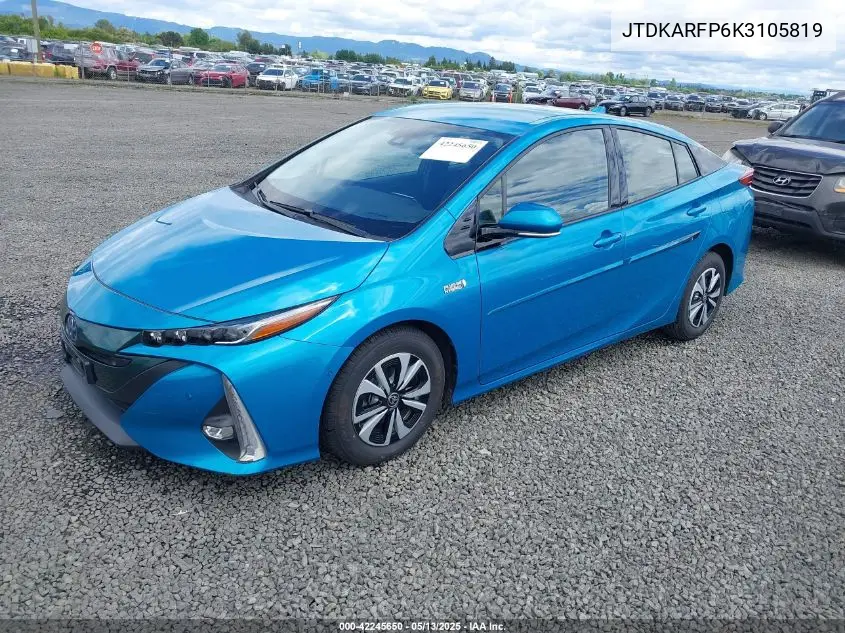 2019 Toyota Prius Prime Advanced VIN: JTDKARFP6K3105819 Lot: 42245650