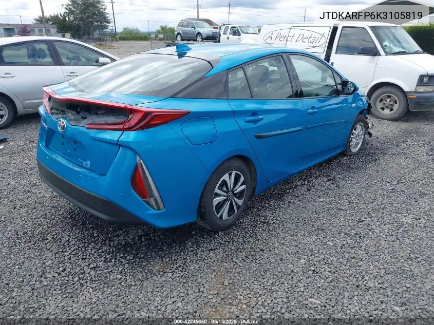 2019 Toyota Prius Prime Advanced VIN: JTDKARFP6K3105819 Lot: 42245650