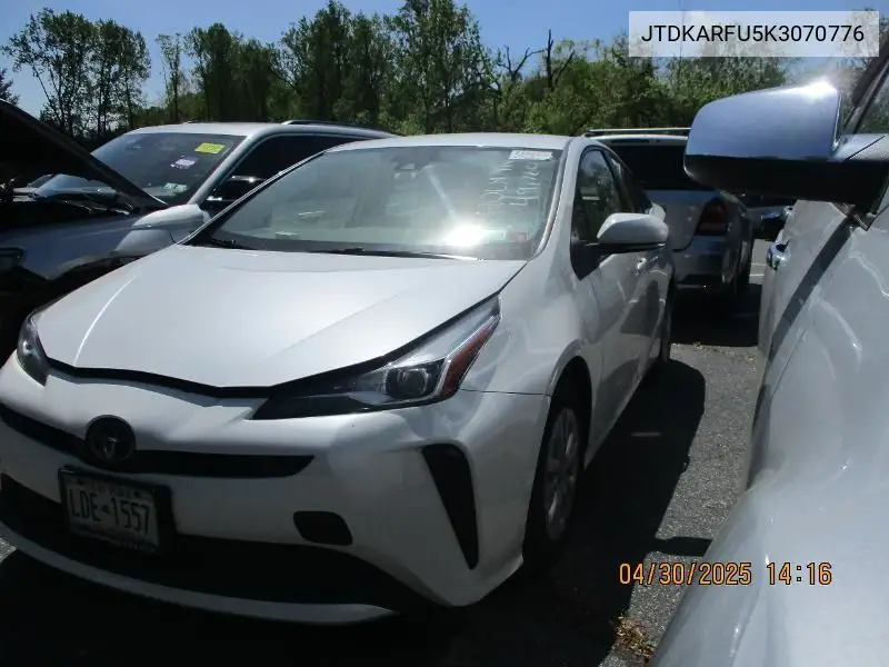 2019 Toyota Prius VIN: JTDKARFU5K3070776 Lot: 42271608