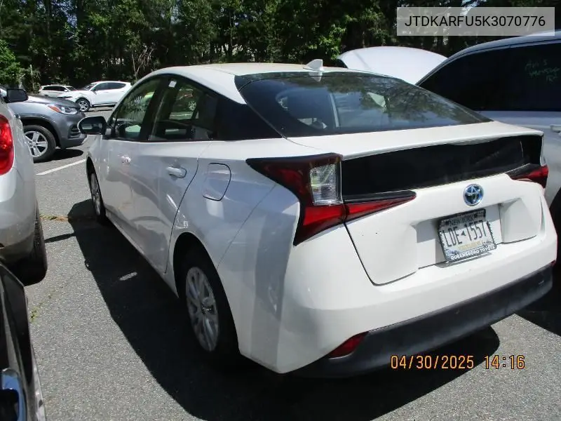2019 Toyota Prius VIN: JTDKARFU5K3070776 Lot: 42271608