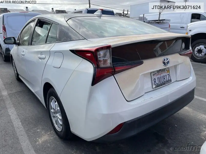2019 Toyota Prius VIN: JTDKARFU9K3071624 Lot: 42273215