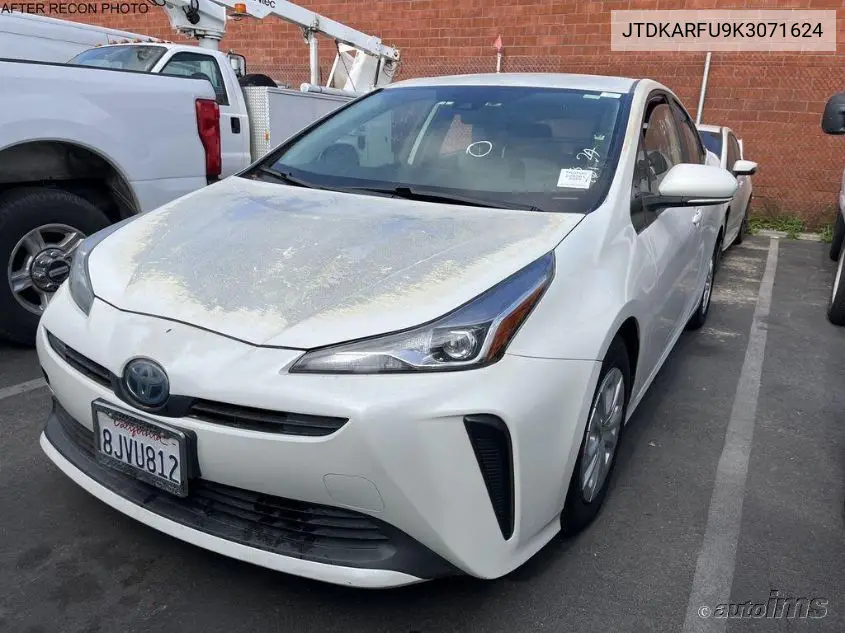 2019 Toyota Prius VIN: JTDKARFU9K3071624 Lot: 42273215