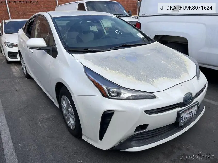 2019 Toyota Prius VIN: JTDKARFU9K3071624 Lot: 42273215