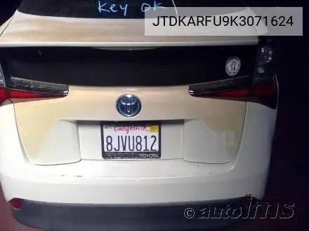 2019 Toyota Prius VIN: JTDKARFU9K3071624 Lot: 42273215